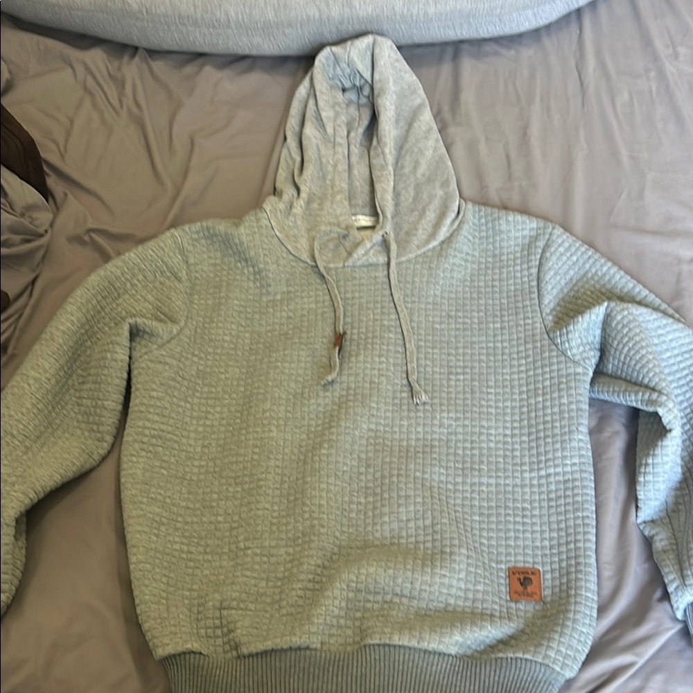Vogue Gray Hooded Sweatshirt with Waffle Knit